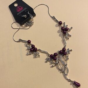 Paparazzi Deep Purple and Silver nwt statement Necklace